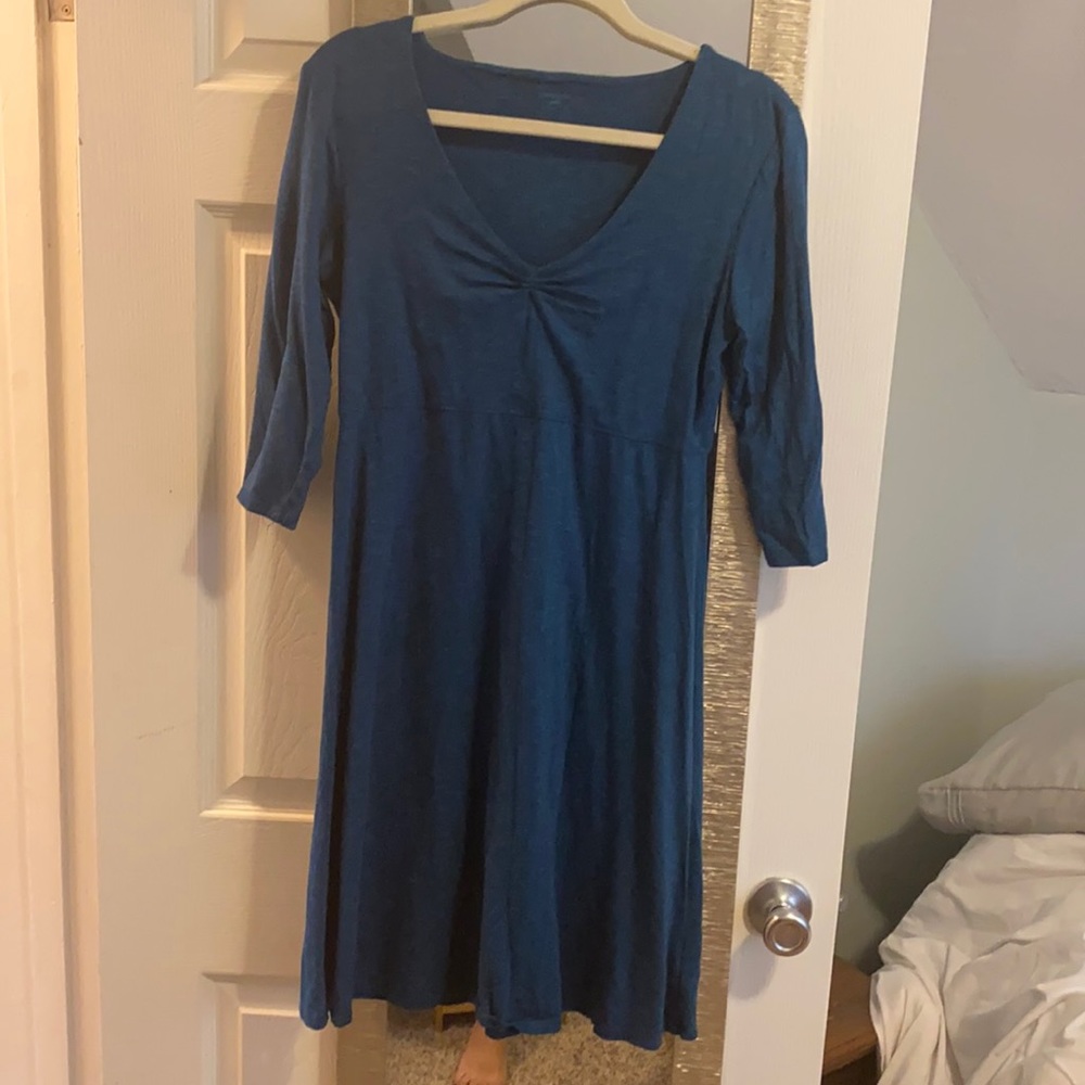 Horny Toad Cotton Blue Dress V Neck